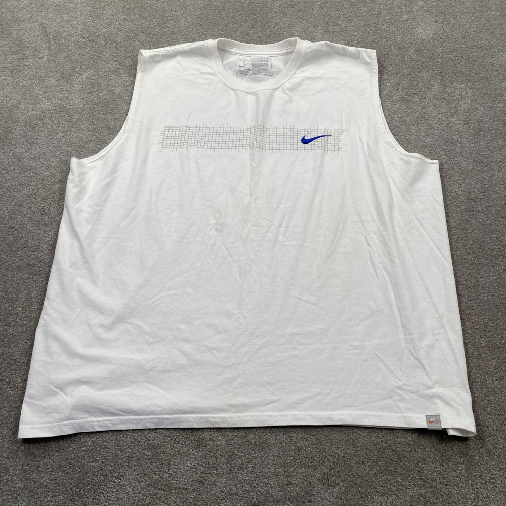 Nike Muscle Tee Mens XXL White Graphic Swoosh Swim Tank Top